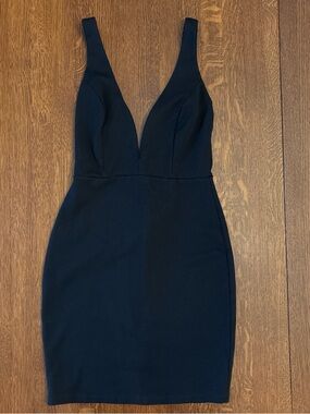 Lulus Black Plunge V-Neck Mini Dress